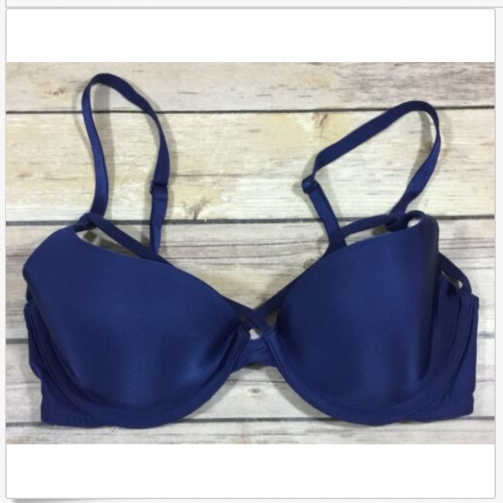 🌿Victorias Secret Strappy Lined Demi Bra 32C Navy
